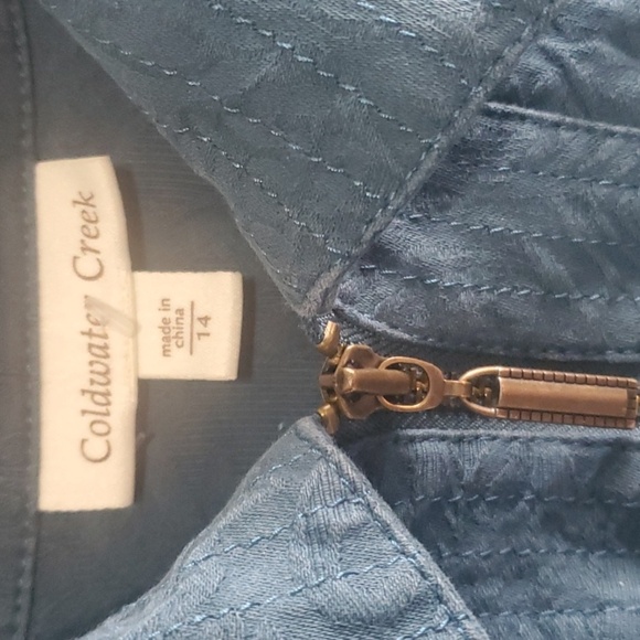 Coldwater Creek Jacket Womens Size 14 Green Blue Zip Up Zippered Embossed - Picture 3 of 9